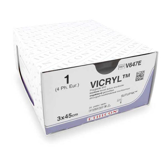 Nahtmaterial Vicryl Plus (V637E, USP 1, 3 x 45cm), 24 Stück | Ethicon