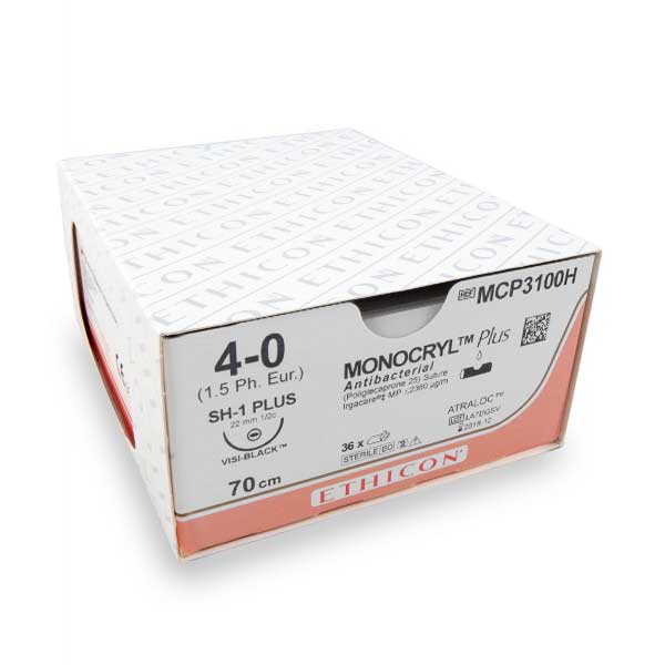 Nahtmaterial Monocryl+ (MCP3100H, 4-0, 70cm, SH1-Plus) 36 Stück | Ethicon