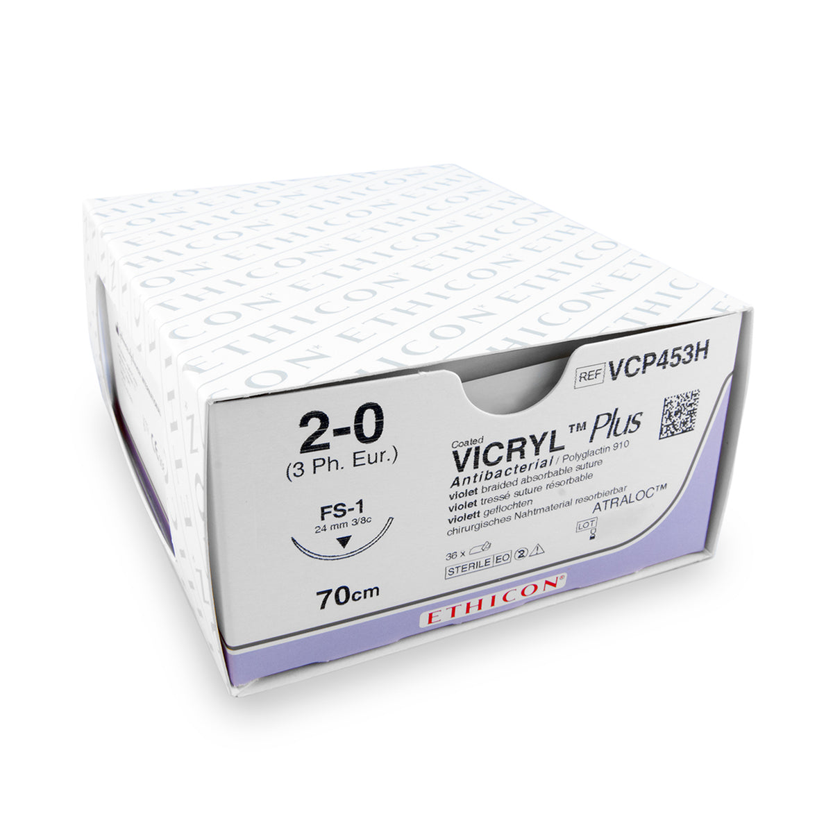 Nahtmaterial Vicryl Plus (VCP453H, 2-0, 70cm, FS-1 Nadel) 36 Stück | InnovetDirect