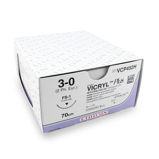 Nahtmaterial Vicryl Plus (VCP452H, 3-0, 70cm, FS-1 Nadel) 36 Stück | Ethicon