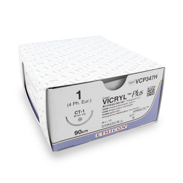 Nahtmaterial Vicryl Plus (VCP347H, 1, 90cm, CT-1 Nadel) 36 Stück | Ethicon