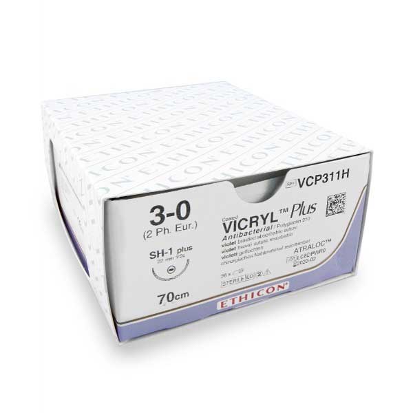 Nahtmaterial Vicryl Plus (VCP311H, 3-0, 70cm, SH-1 Nadel) 36 Stück | Ethicon
