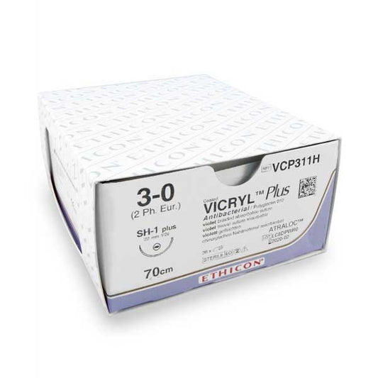 Nahtmaterial Vicryl Plus (VCP311H, 3-0, 70cm, SH-1 Nadel) 36 Stück | Ethicon