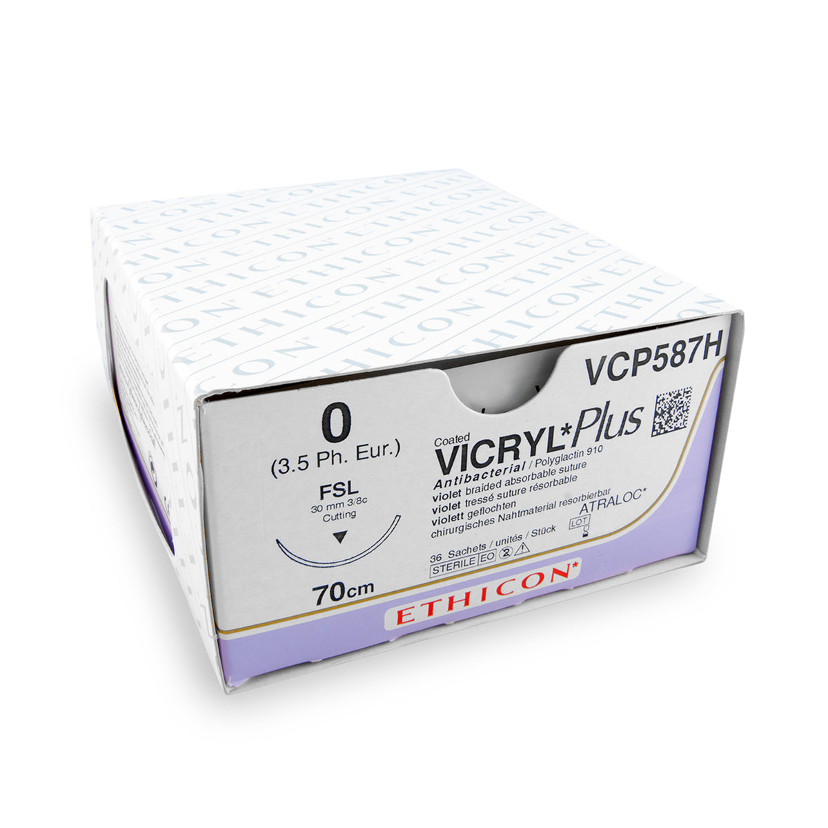 Nahtmaterial Vicryl Plus (VCP587H, 0, 70cm, FSL-Nadel) 36 Stück | Ethicon