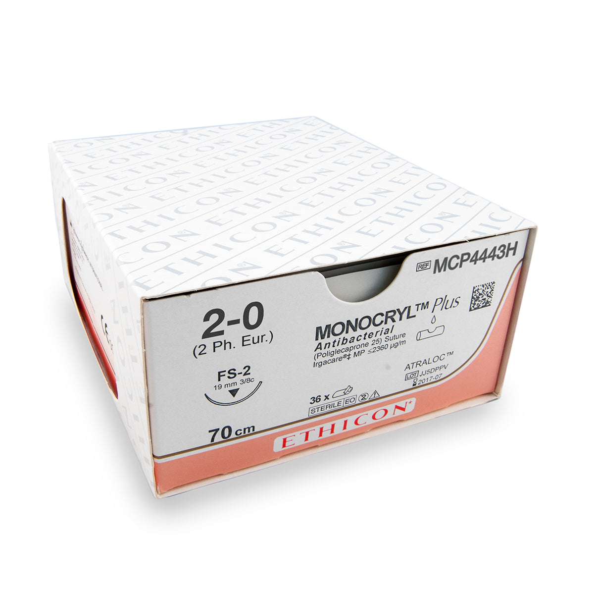 Nahtmaterial Monocryl+ (MCP4443H, 2-0, 70cm, FS-2 Nadel) 36 Stück | Ethicon