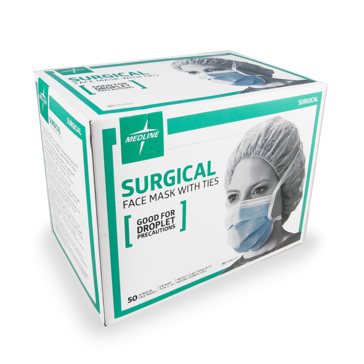 Medline Chirurgische Mundmaske mit Kordeln Blau – 50 Stück